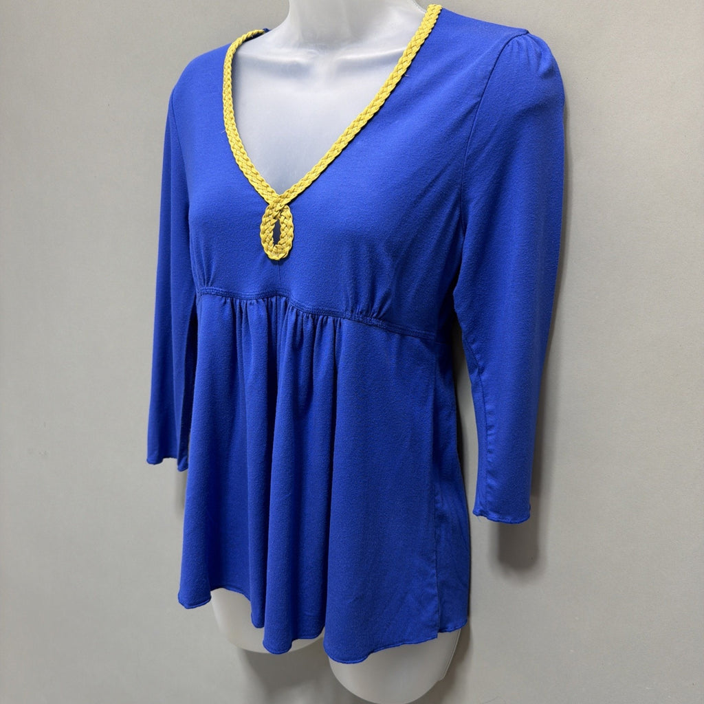 Boston Proper Womens Blue Sz S Stretch Jersey Knitted Top Blouse