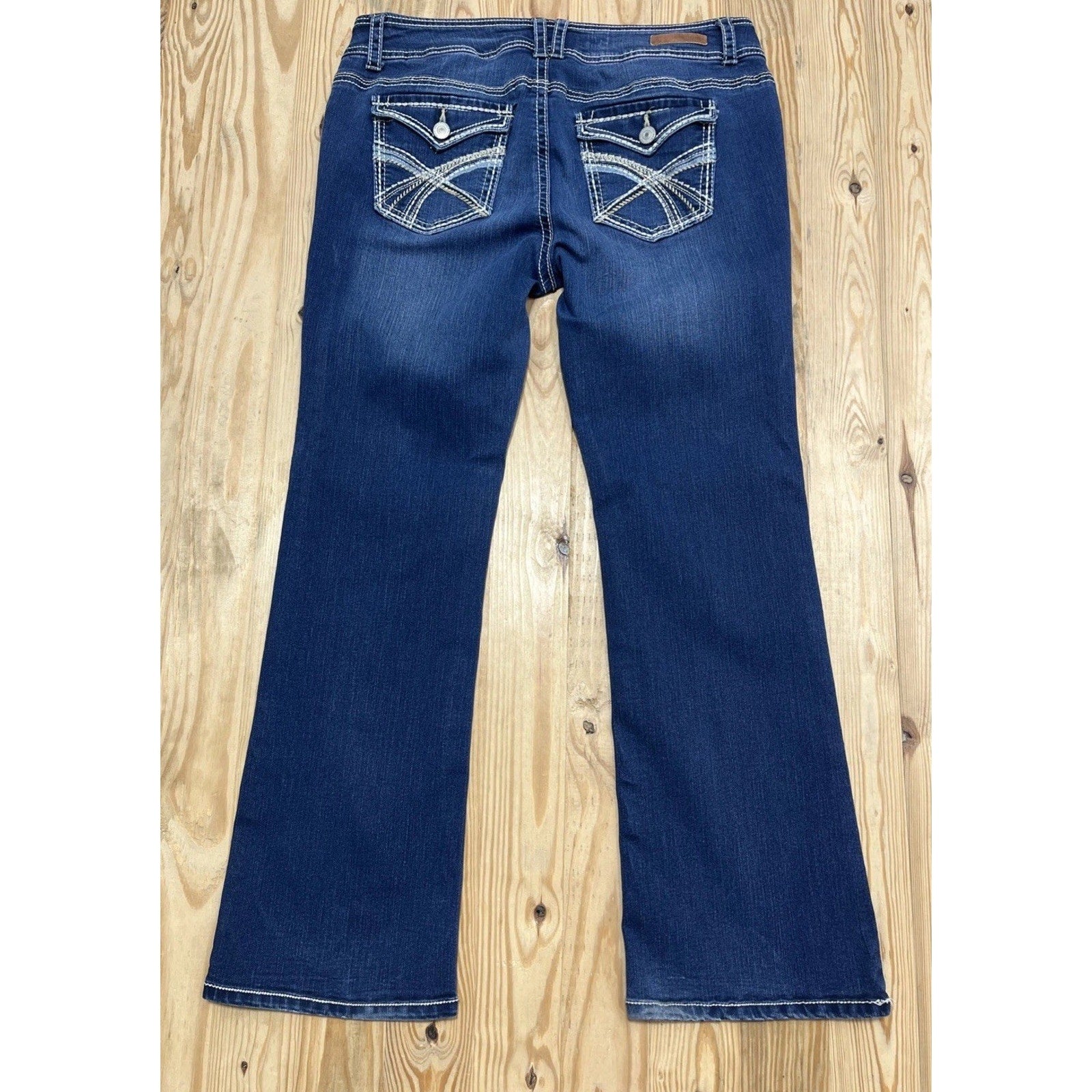 Wallflower Jeans Women’s 17 Boot Cut Blue Thick Stitch Flap Pocket Y2K 36x30