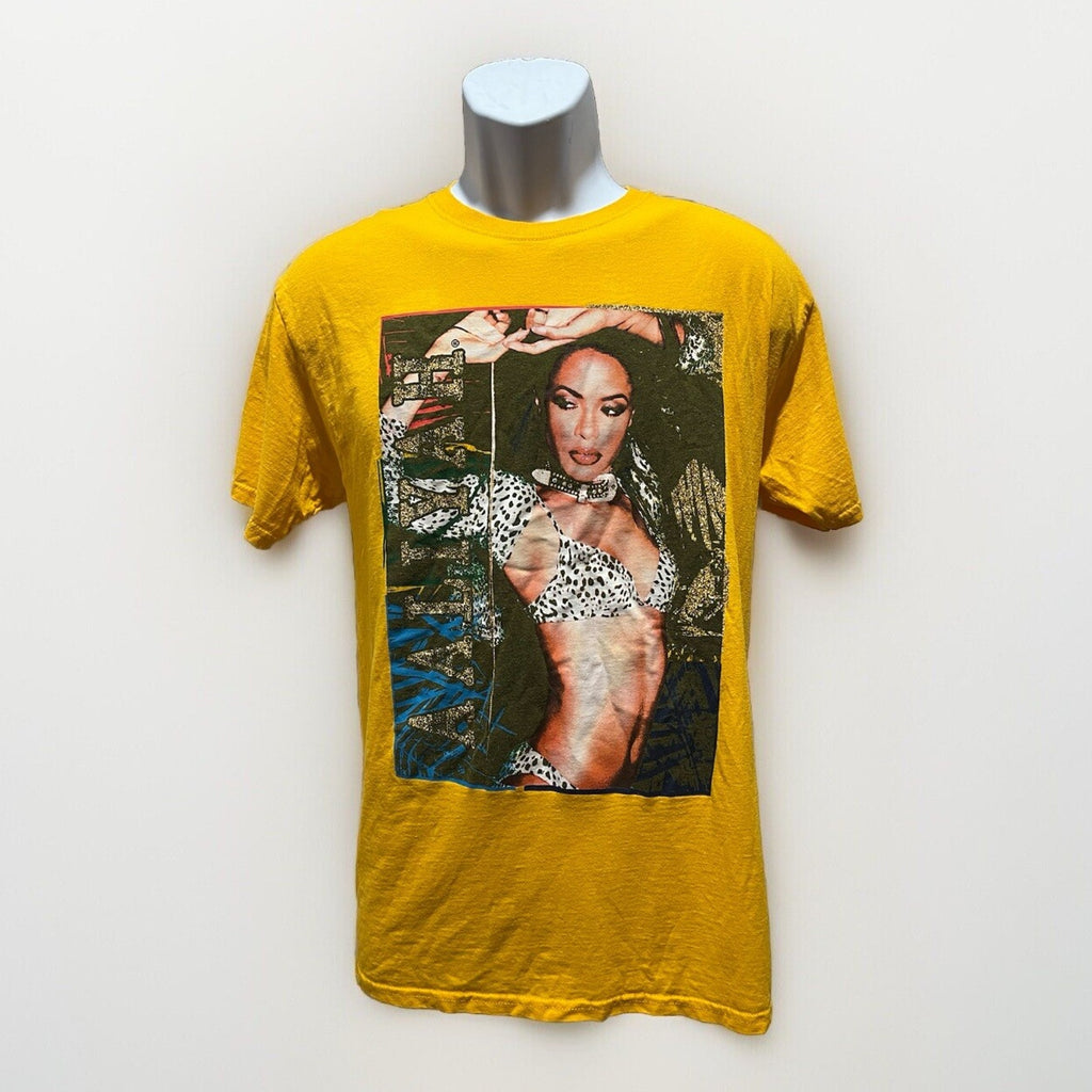 Vintage Aaliyah Rap T Shirt Size Small Hip Hop R&B Graphic Yellow Tee Y2K