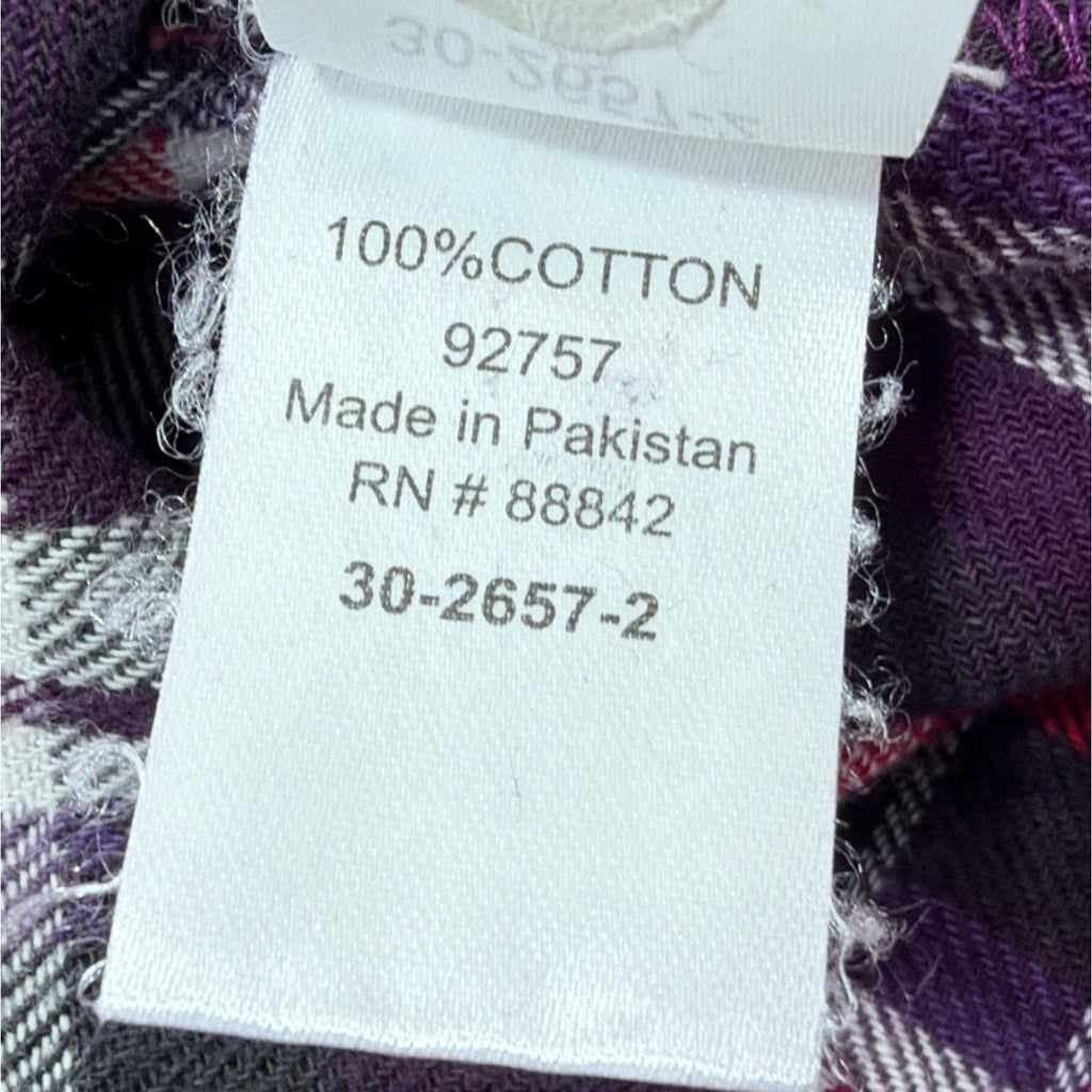 Roaman's Women's Plus Size 12W Berry Plaid Button-Up Flannel Tunic Relaxed Fit