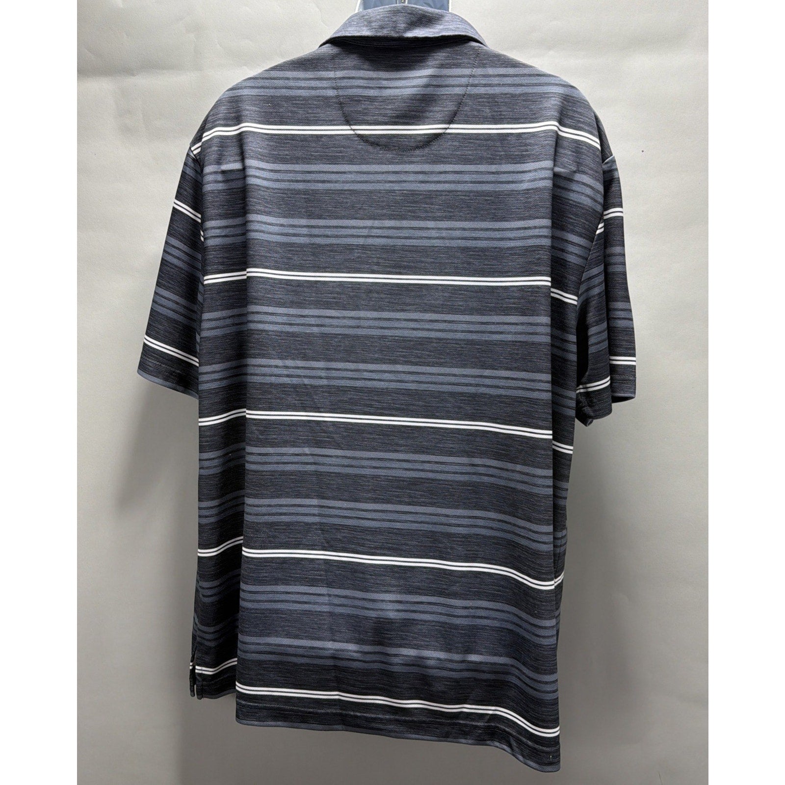 Ben Hogan Performance Golf Shirt Mens Sz XL Black Gray Striped Short Sleeves