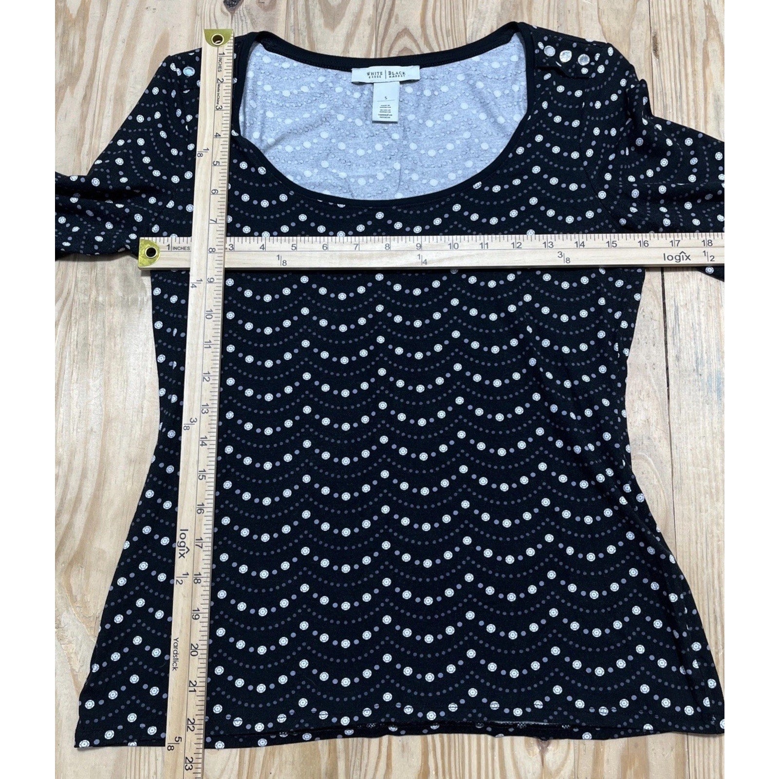White House Black Market Black Polka Dot Top Women Size Small