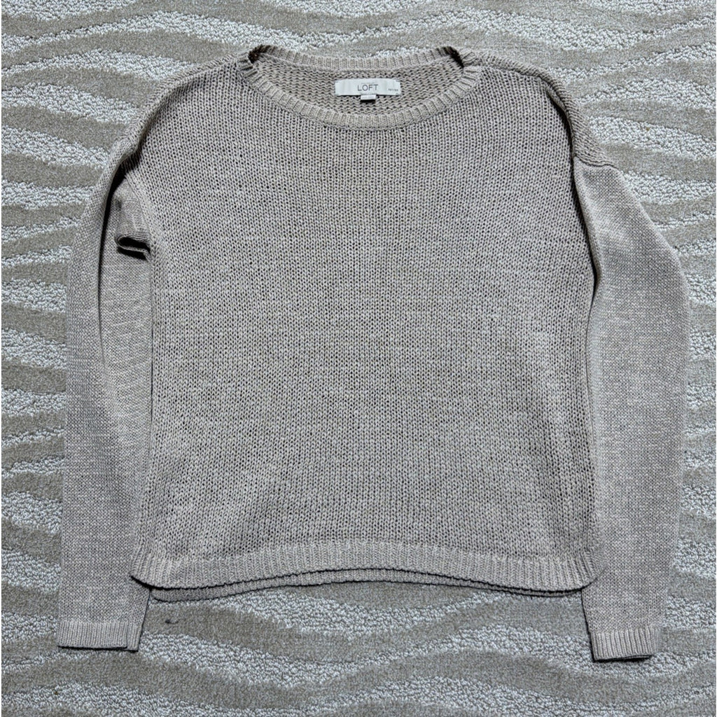 Loft Ann Taylor Sweater Women XSP Long Sleeve tan beige pullover Lightweight