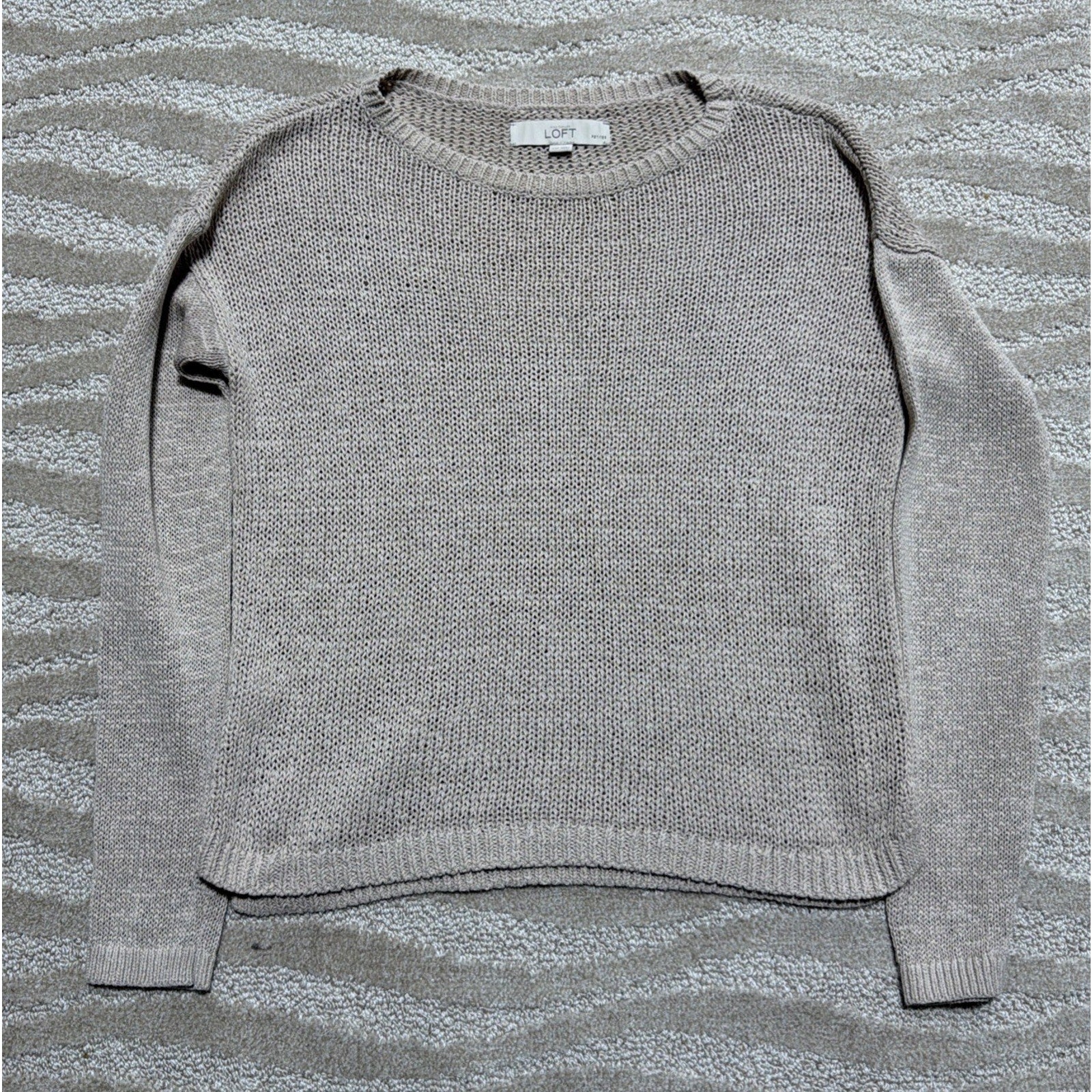Loft Ann Taylor Sweater Women XSP Long Sleeve tan beige pullover Lightweight