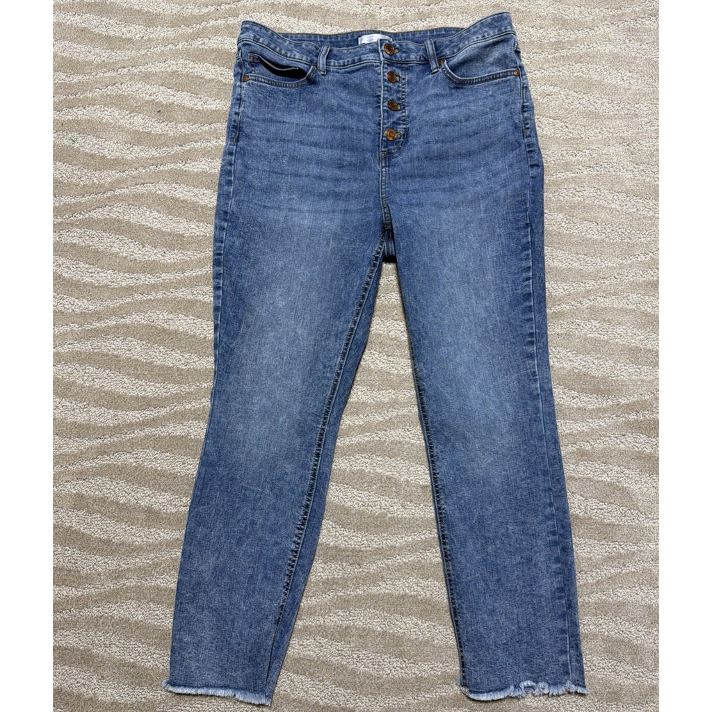 Lauren Conrad High Rise Jeans Skinny Ankle Size Button Fly Raw Hem