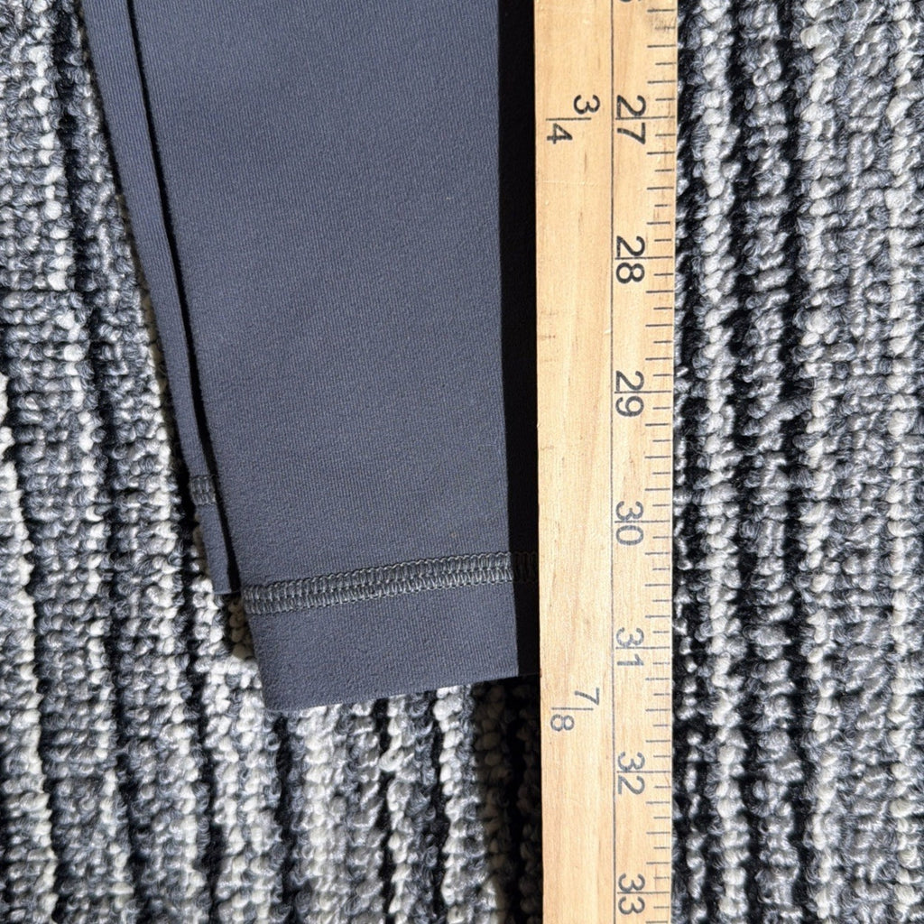 Lululemon Leggings Womens 4 Long Gray Mid Rise Mesh Panel Pockets Yoga Gym