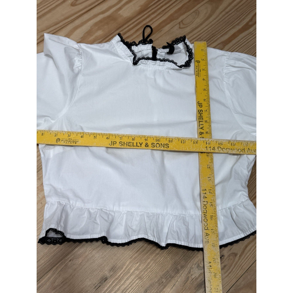 Divided H&M PUFF-SLEEVED PEPLUM Cropped Blouse Women’s Size Medium NWOT