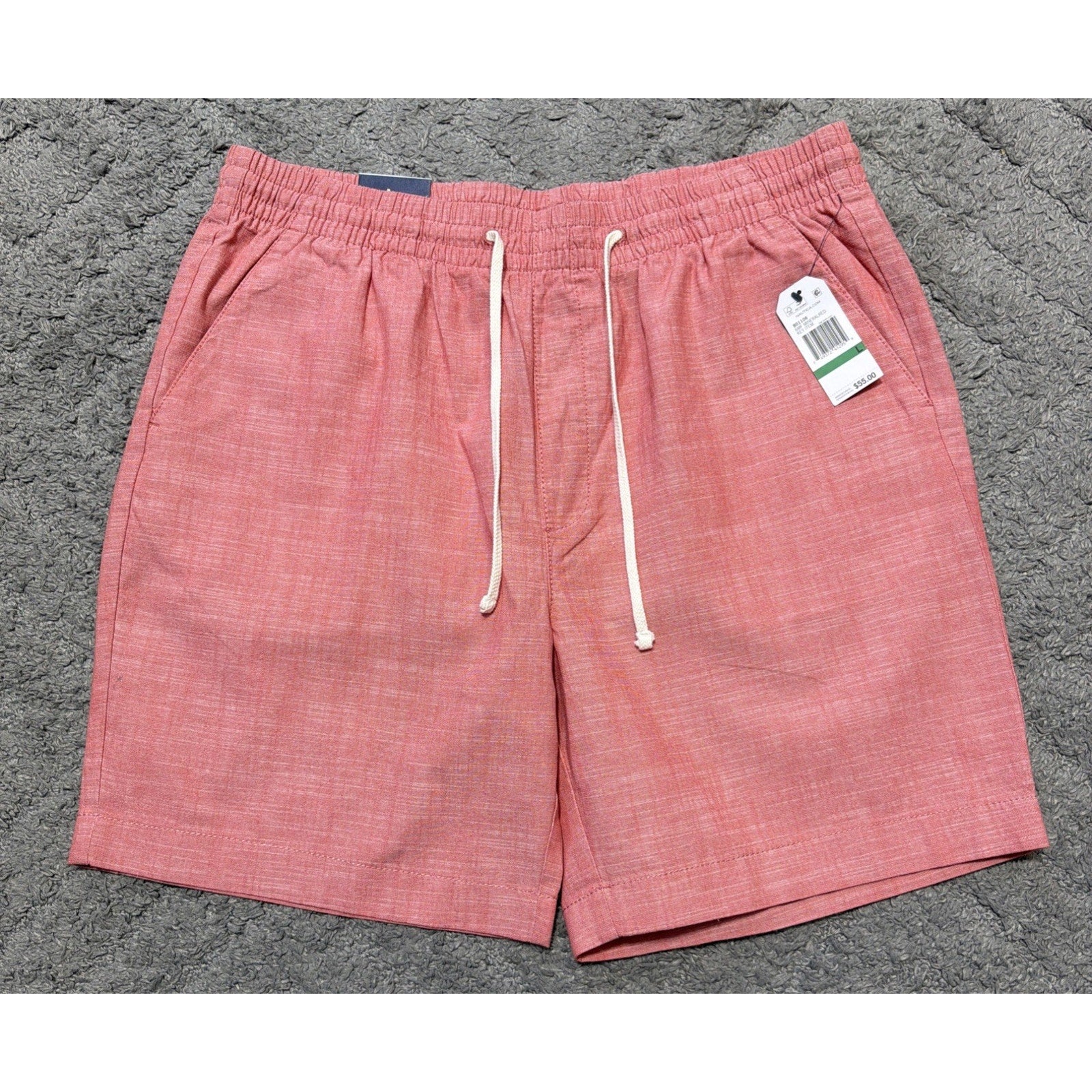 Men’s Nautica 7” Classic Fit Chambray Boardwalk Shorts In Mineral Red Size L NWT