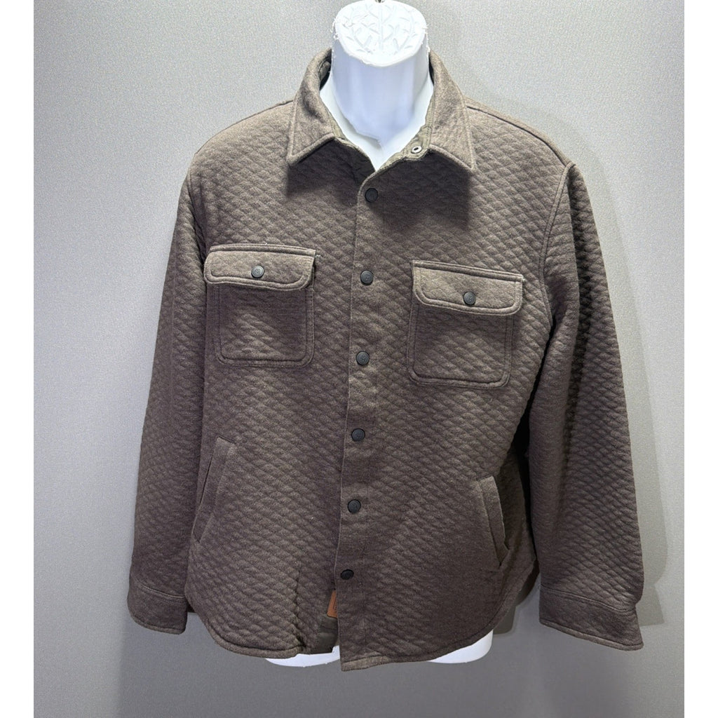 Cloudveil Mtn Works Shirt Jacket Mens Large Brown Quilted Snap Front Outdoor