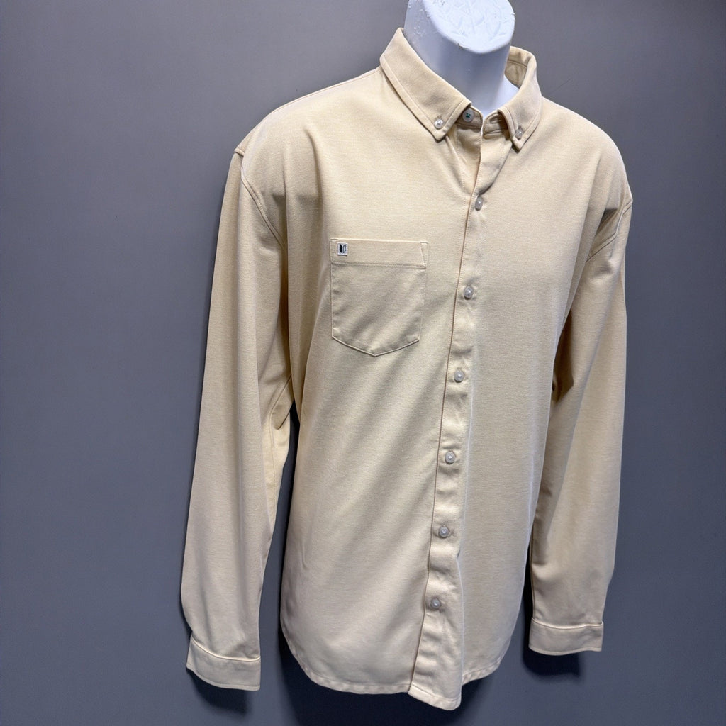 Linksoul Shirt Mens XL Button Up Yellow Tempus Fugit Button Down Casual