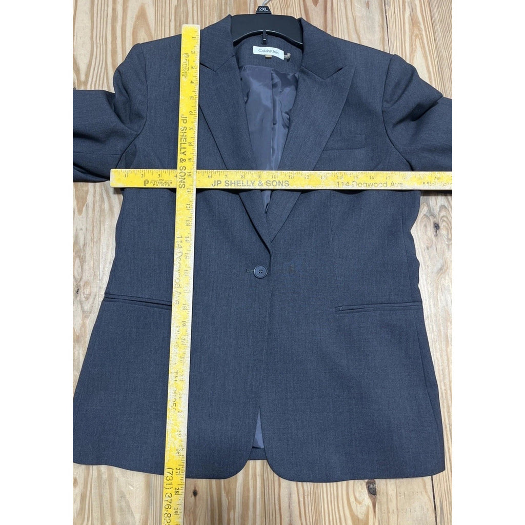 Calvin Klein Modern Essentials Women's One Button Grey Blazer Size 10 Suit Coat