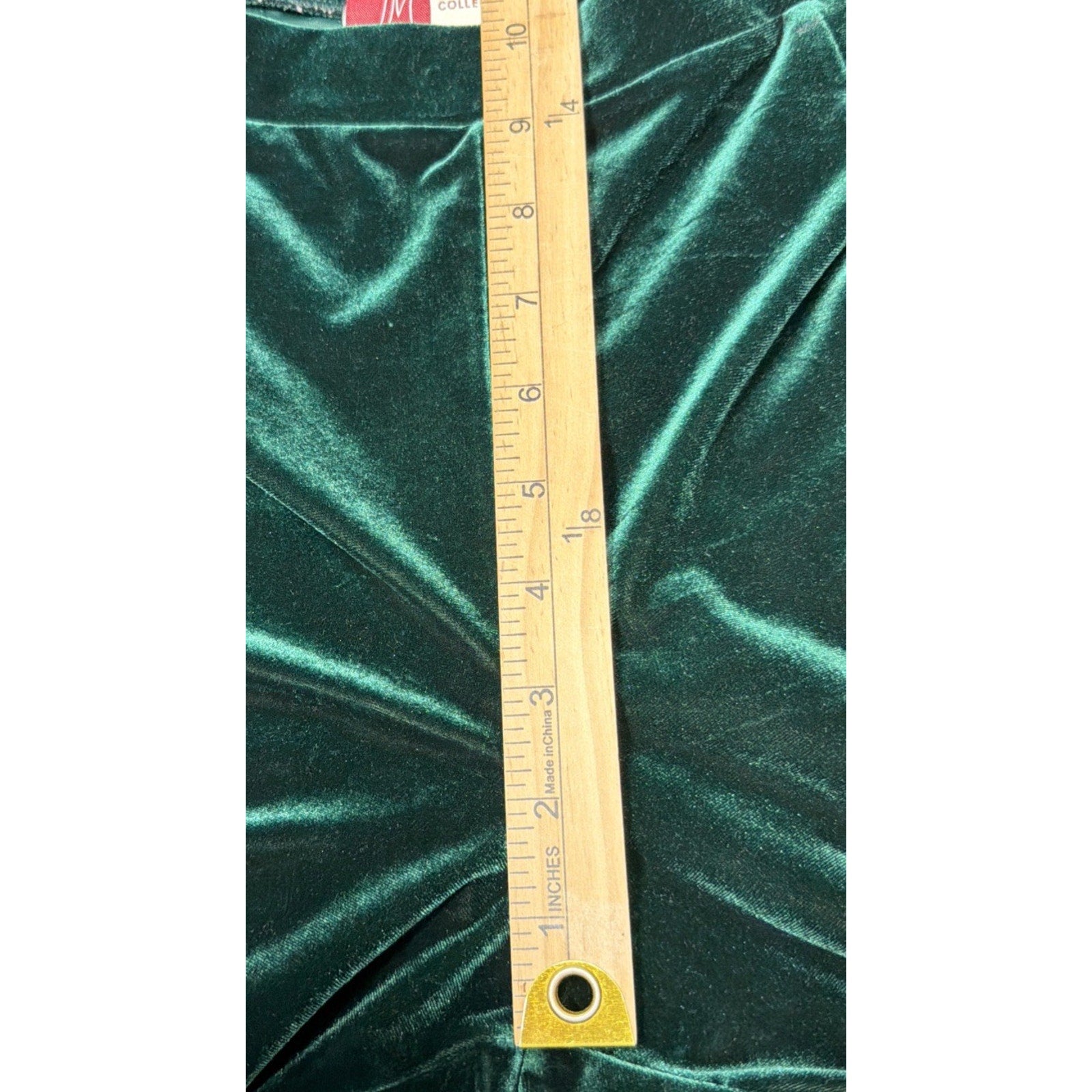 JM Collection Velour Pants Size M Comfy Long Green Wide Leg Velvet Slacks