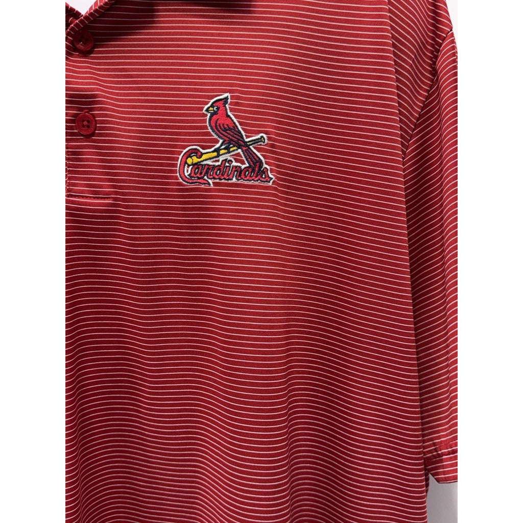 St. Louis Cardinals Antigua Red Striped Polo Shirt Men’s Size 3XL Spots Pictured
