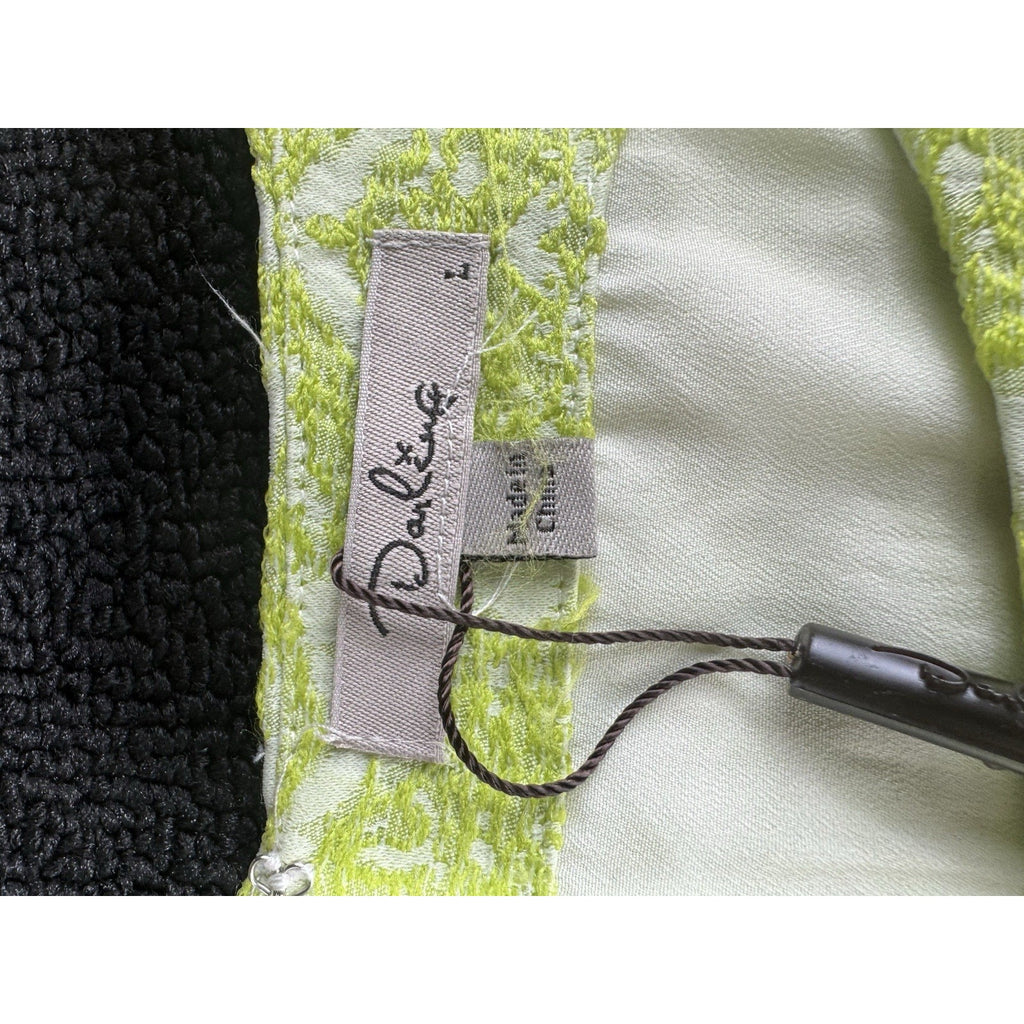 Patricia Delicato Lime Green White Jacquard Fit & Flare Dress Womens Large