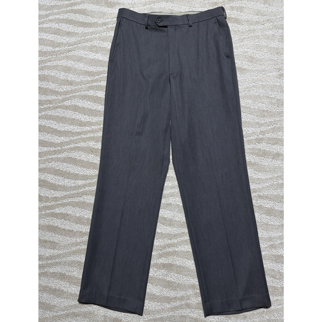 Geoffrey Beene Dress Pants Mens 34x32 Gray Stretch Flat Front