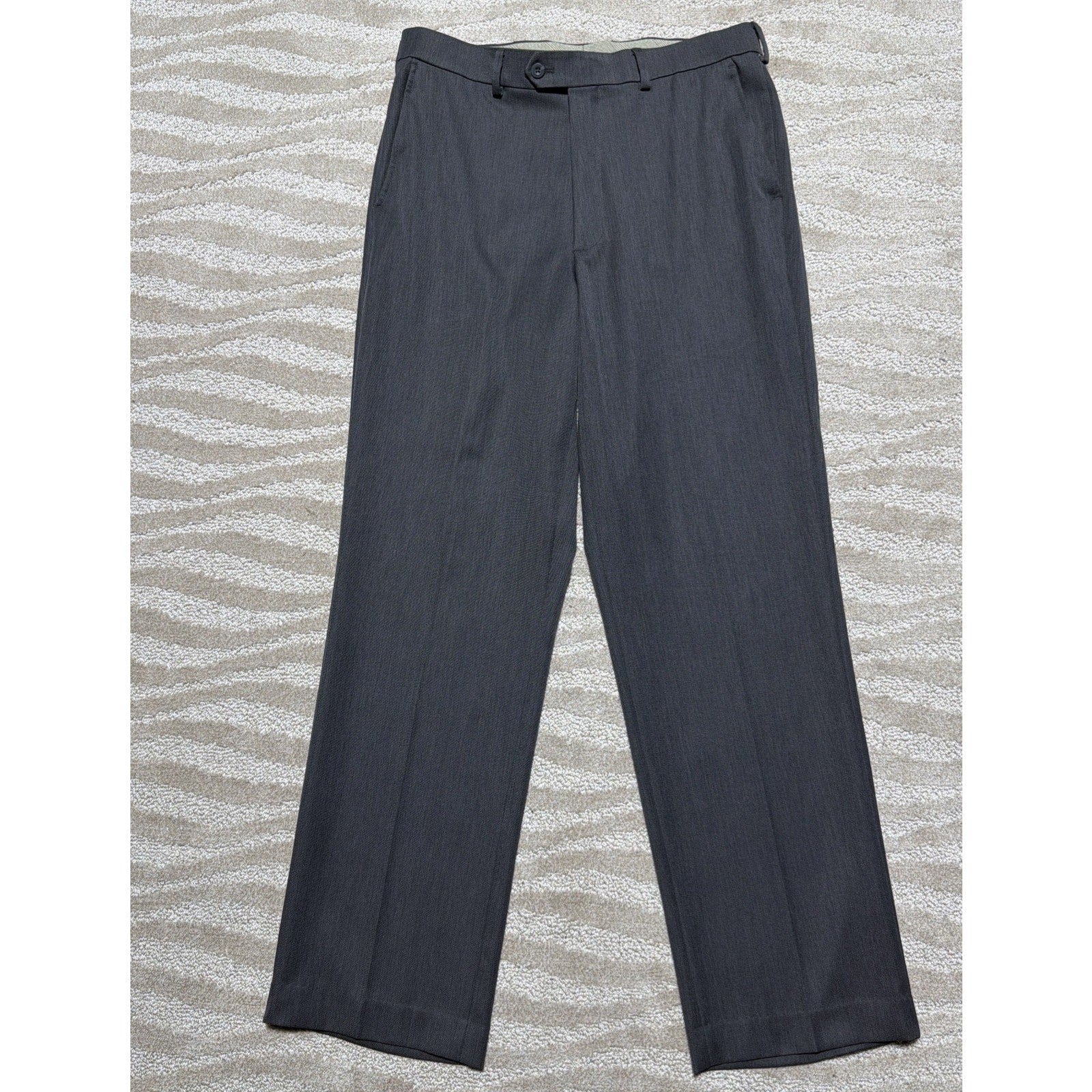 Geoffrey Beene Dress Pants Mens 34x32 Gray Stretch Flat Front