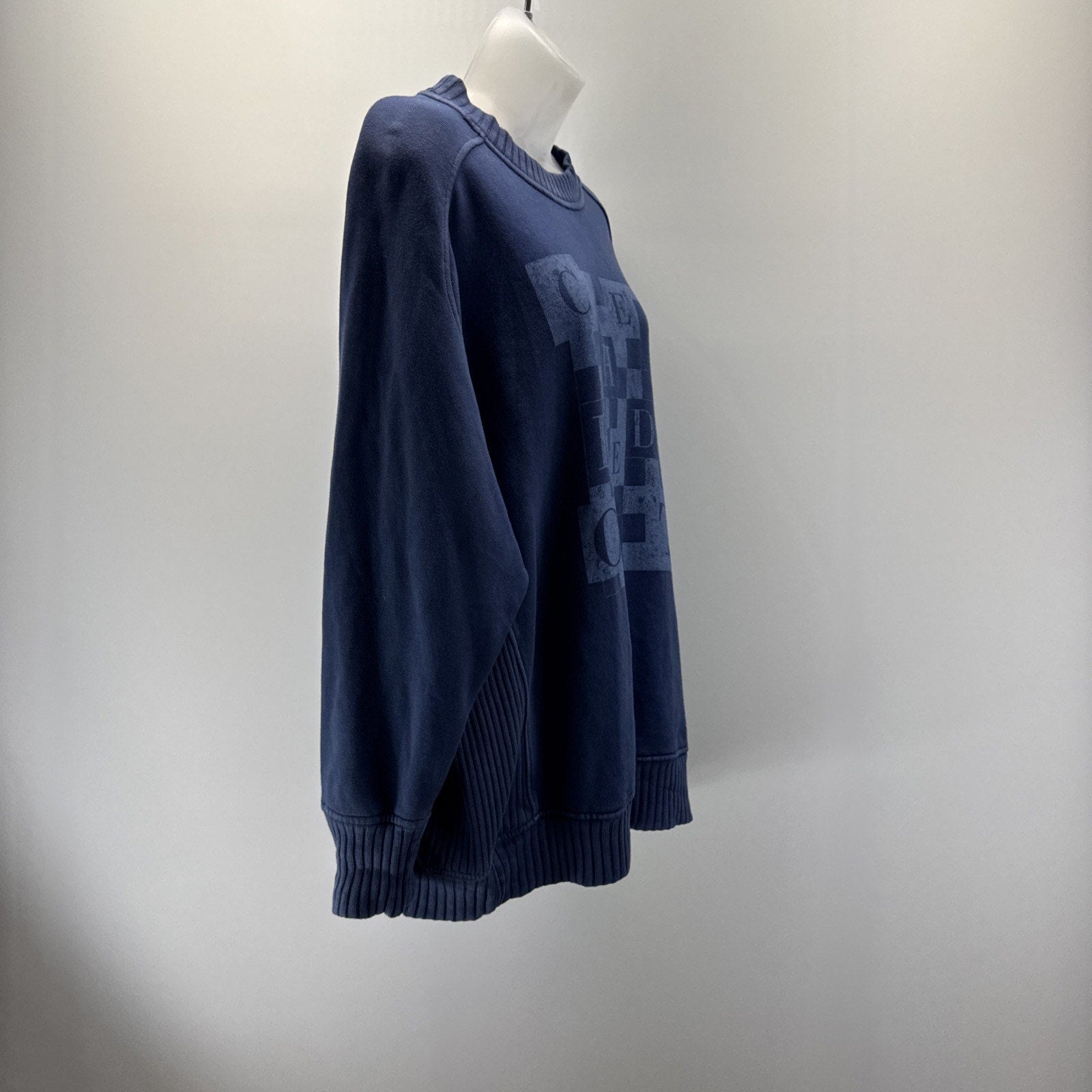 Aerie Womens Checked Out Graphic Print Crew Neck Oversized Sweatshirt Size Small