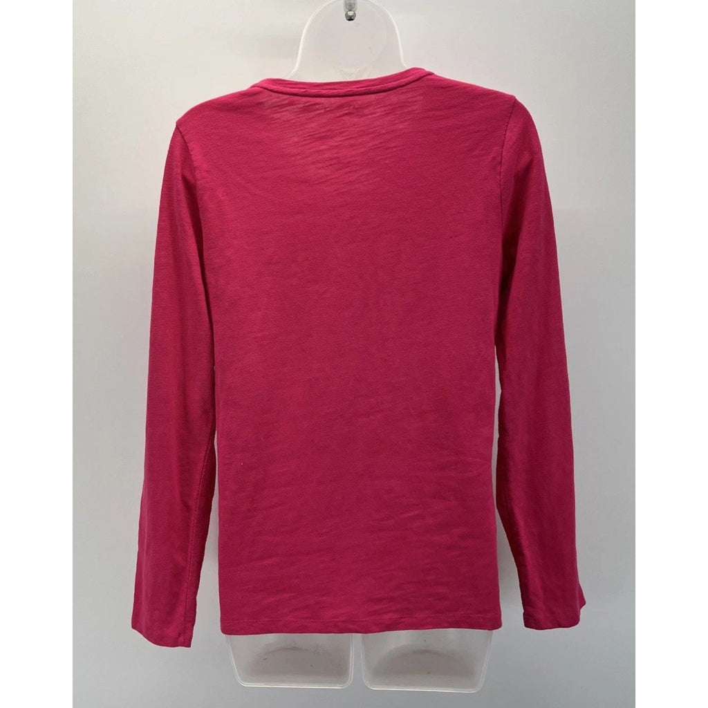 Talbots V-Neck Long Sleeve Top Women S Cotton Pink