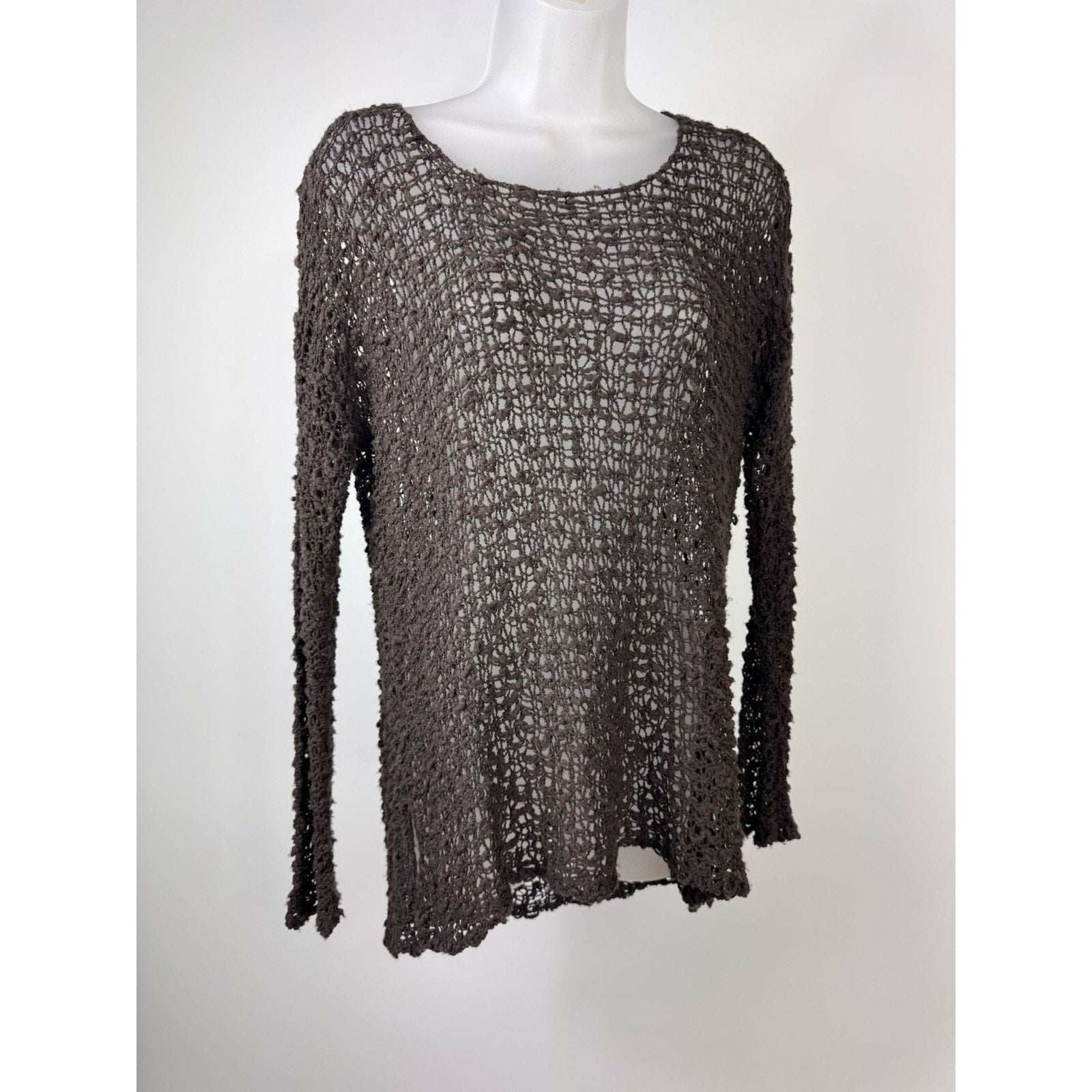 Nomadic Traders Women's Loose Knit Brown Sweater Boho Bohemian Size S/M