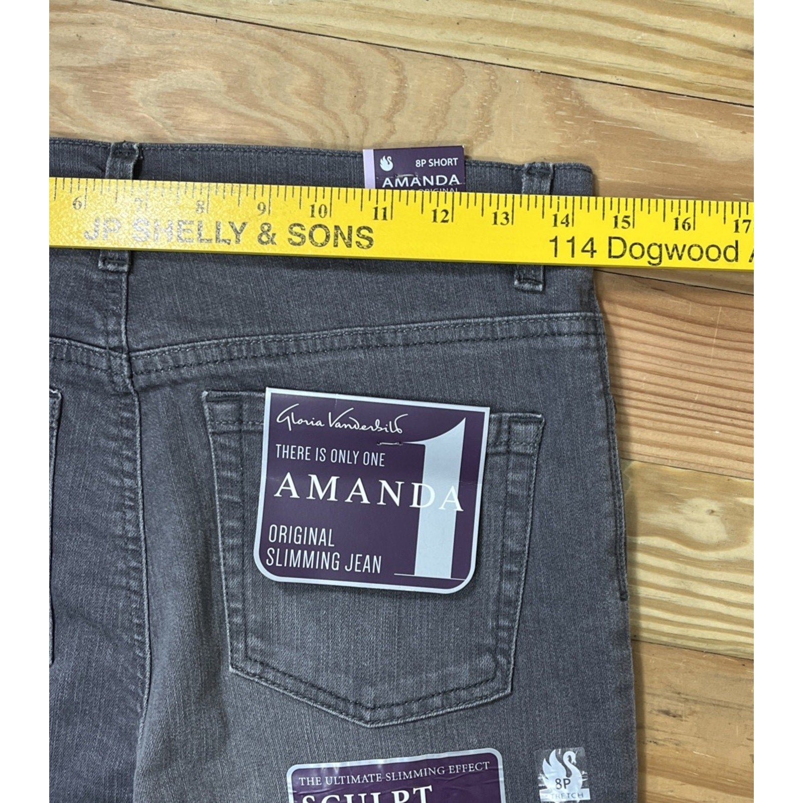 GLORIA VANDERBILT NWT Women's 8P Gray Amanda Stretch Tapered Leg Jeans 29x26
