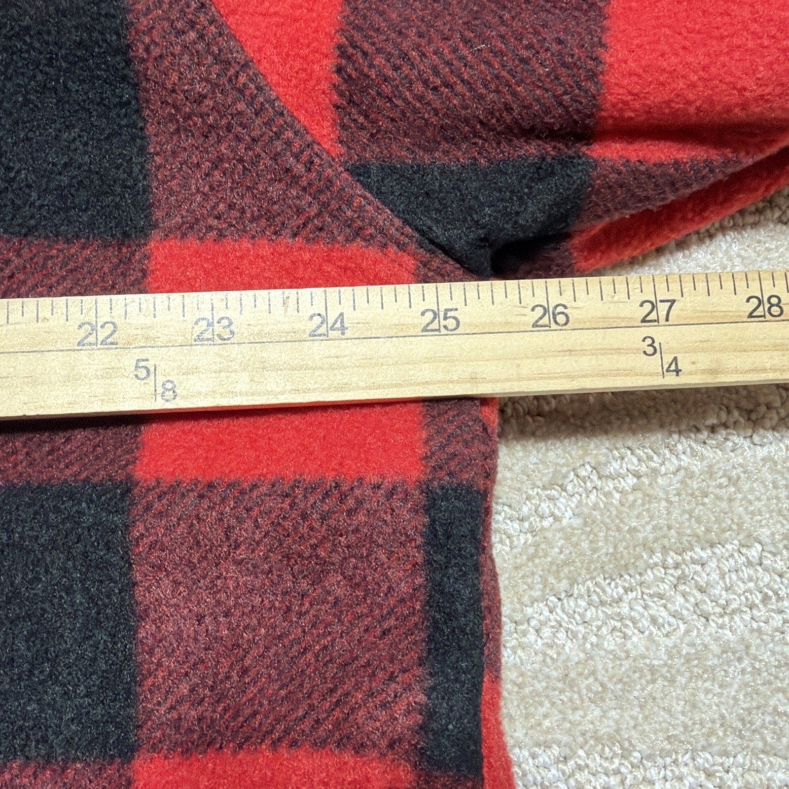 Dickies Micro Fleece Shirt Jacket Quilted Lining Red Black Buffalo Plaid XL