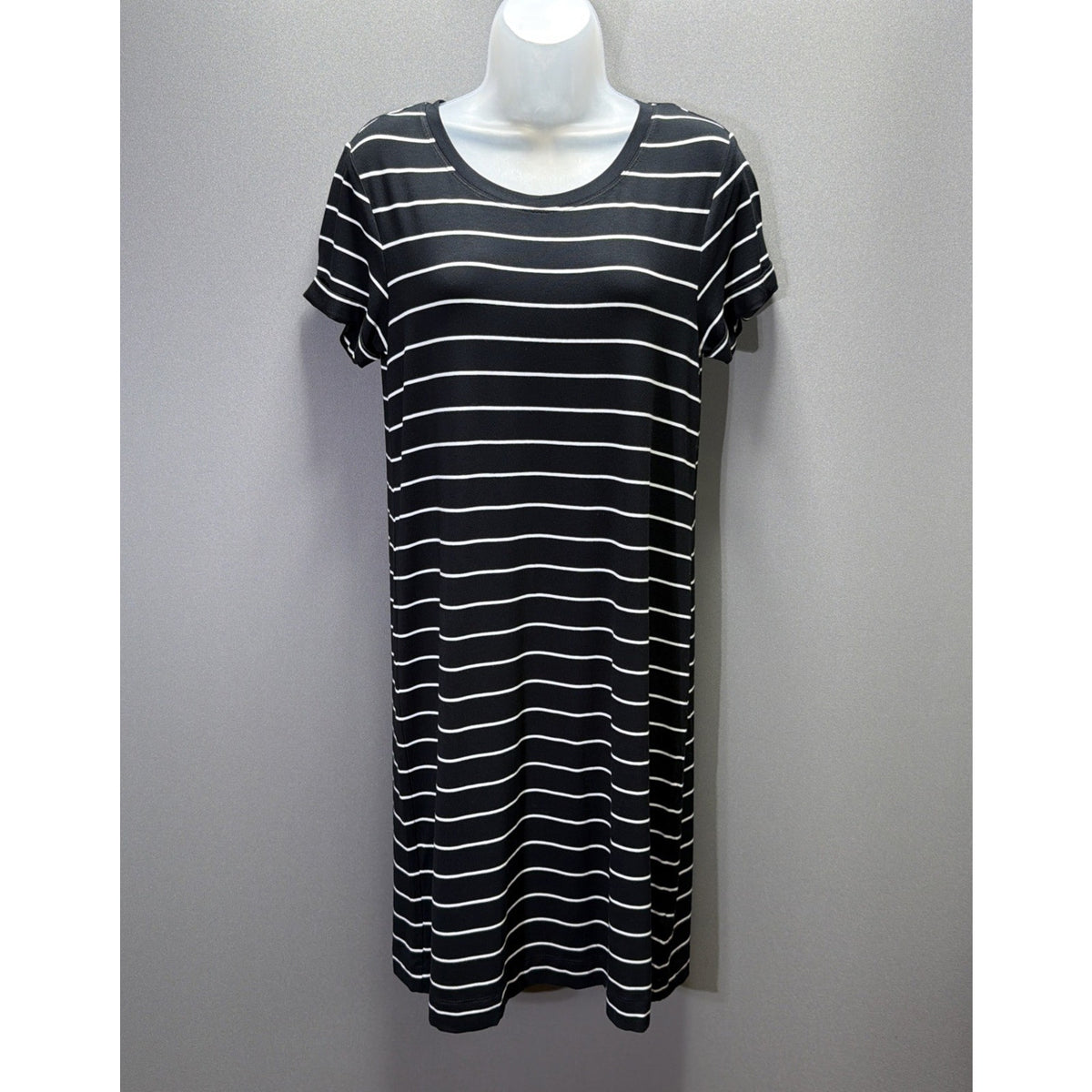 C and C California Womens M Short Sleeve Black White Striped Shirt Dress NWOT