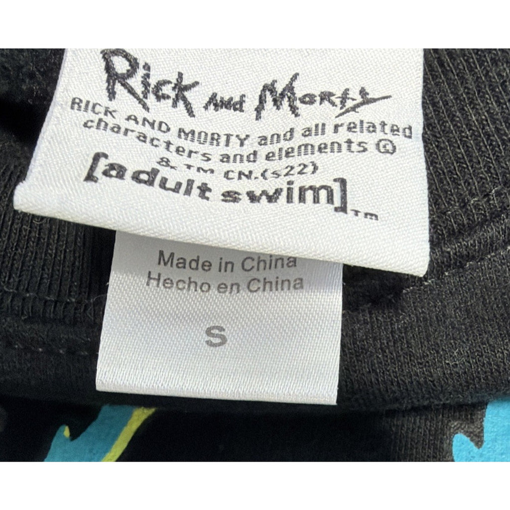 Rick and Morty Adult Swim Dimension Size S Black Crew Neck Fleece Sweatshirt