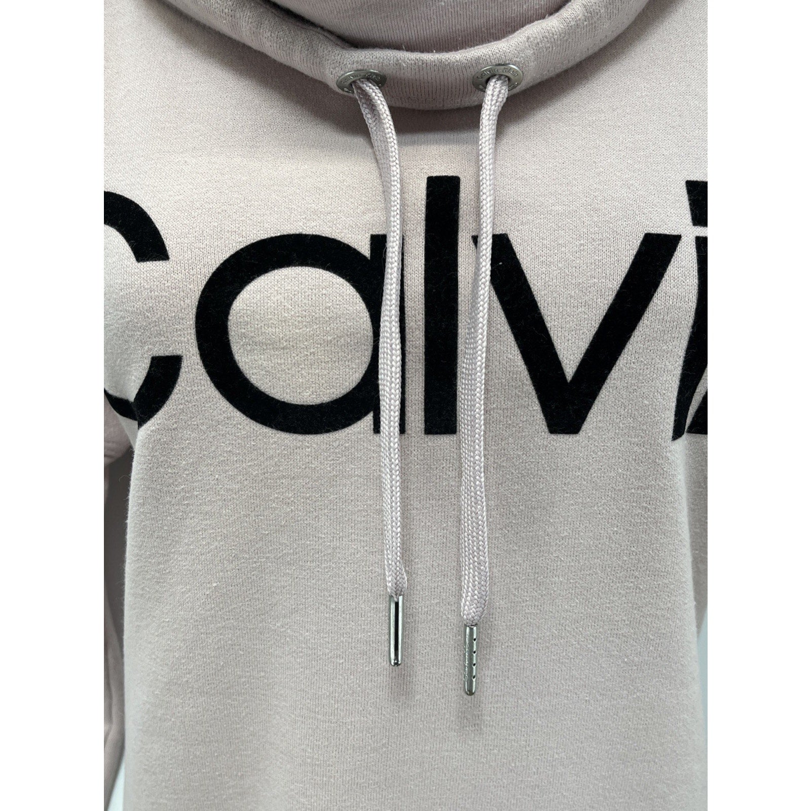 Calvin Klein Ladies Pink Logo Cowl Neck Sweatshirt - Size Small