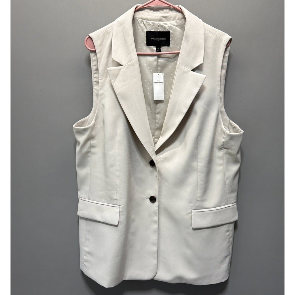 Banana Republic Women Single Breasted Biege vest Size XL New Career