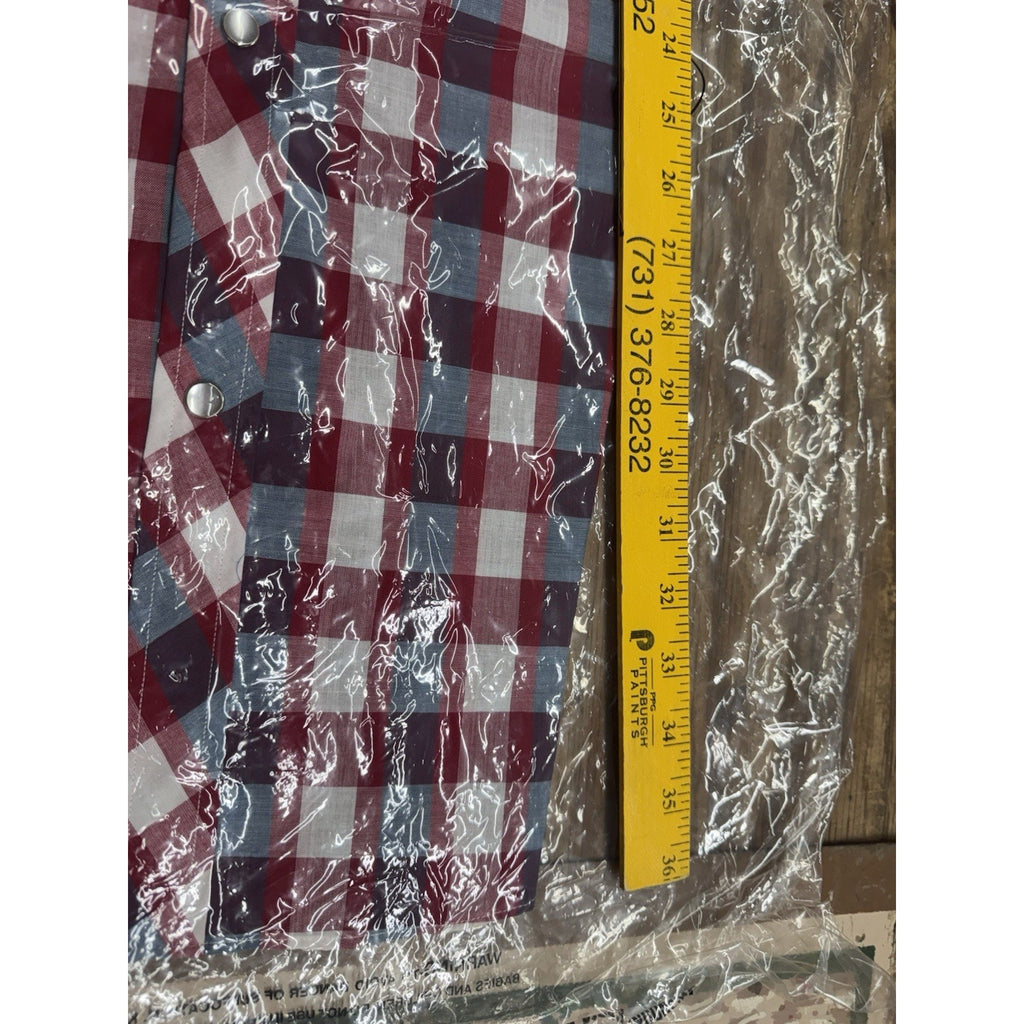 Vintage Stagecoach Western Shirt LT Large Tall Plaid Pearl Snap Short Sleeve New