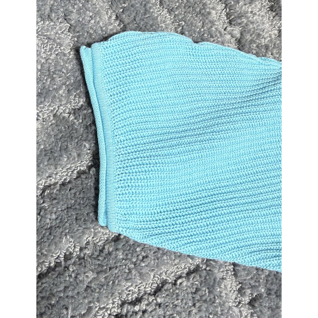 Norm Thompson Womens XL Short Sleeve Open Knit Tunic Top Blue Linen Blend