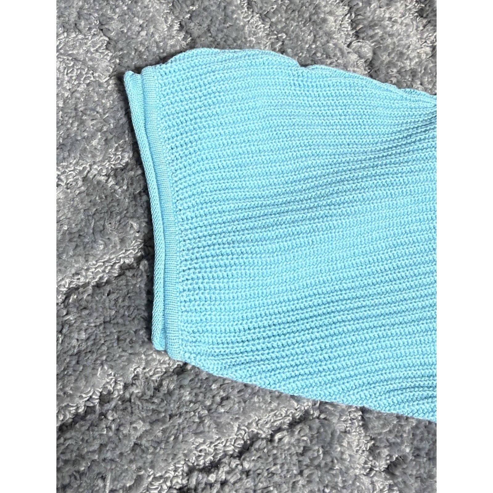 Norm Thompson Womens XL Short Sleeve Open Knit Tunic Top Blue Linen Blend