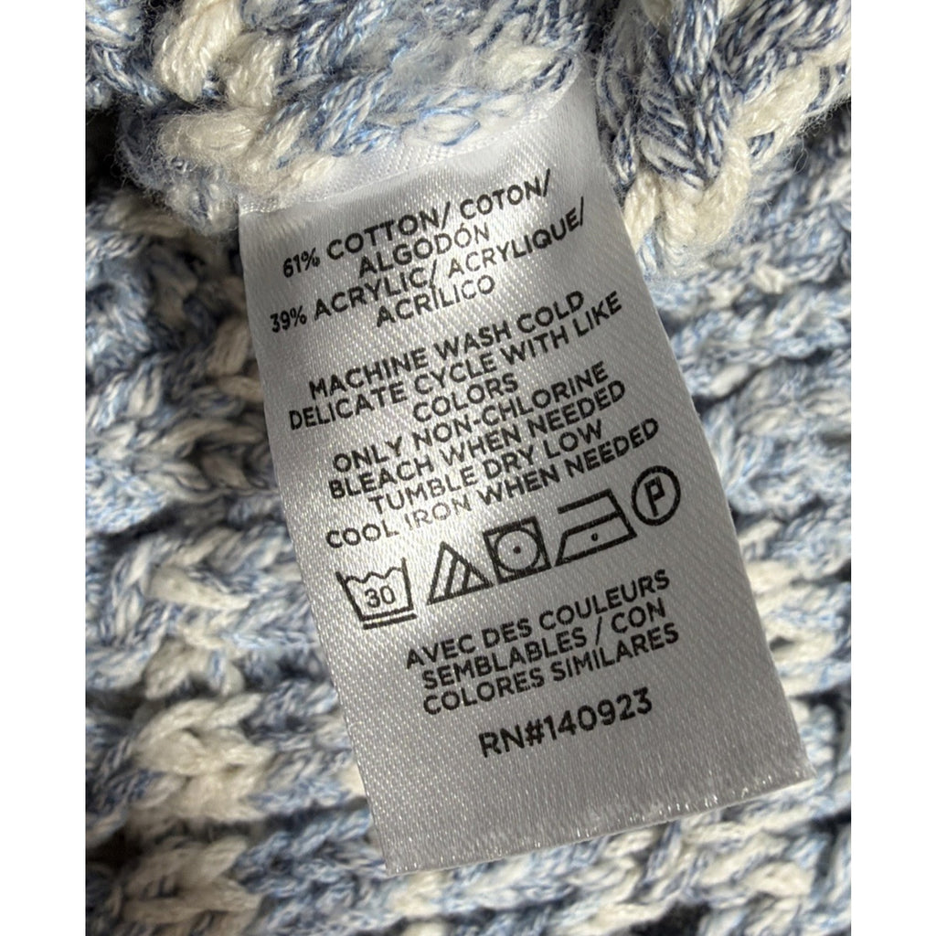 LOFT Marled Chunky-Knit Button V-Neck Cardigan Sweater Blue Small Msrp 98$