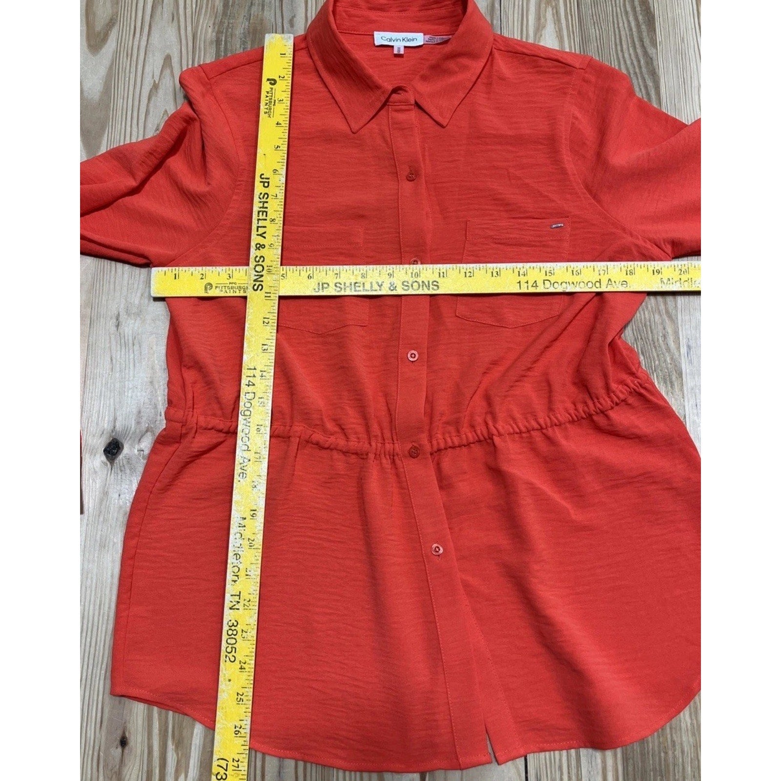 Calvin Klein Orange Long Sleeve Blouse Top Size M
