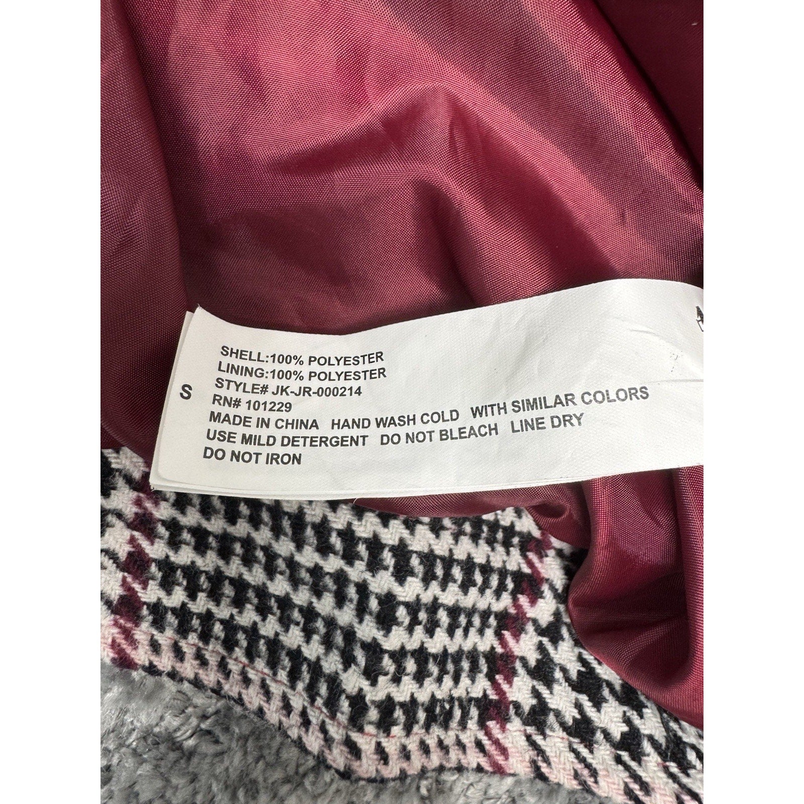 Stoosh Plaid Jacket Clueless 90s Style Black Red Women’s Size Small Lined