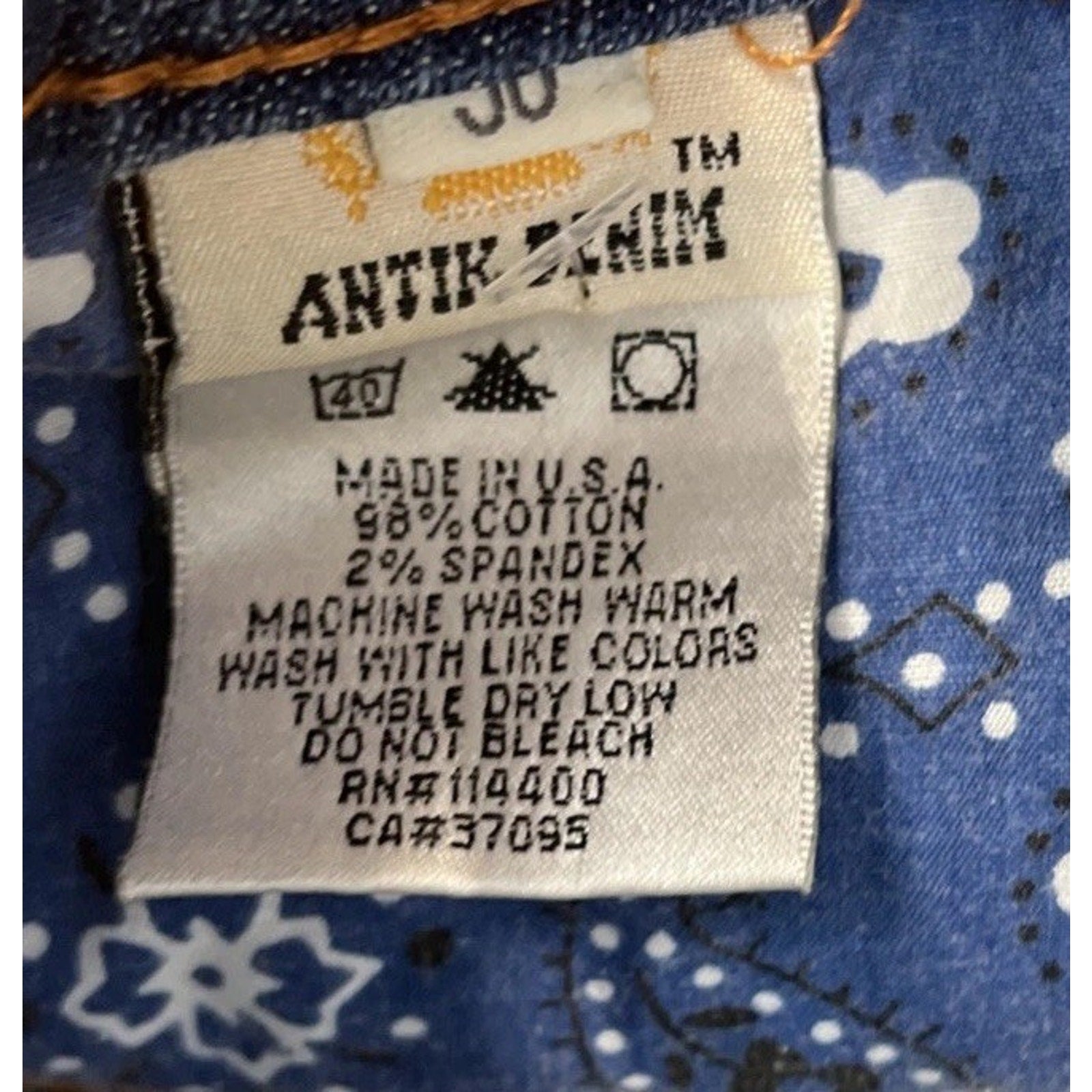 Antik Denim Women size 30 Distressed Bell Bottom Blue Jeans Stitching Southwest
