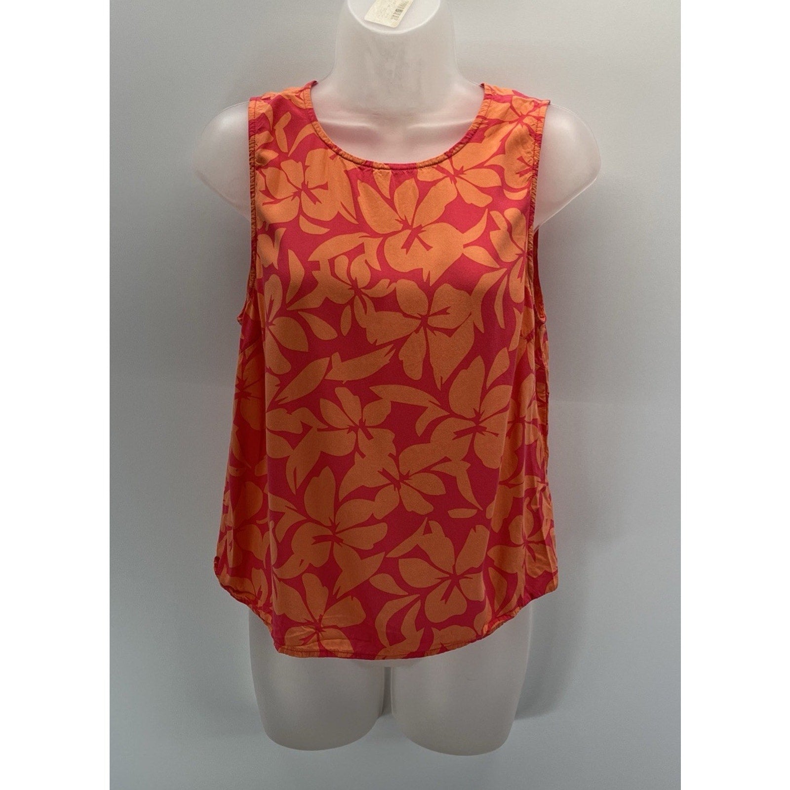 J. Crew Women's Sleeveless Bright Orange Floral Crop Blouse Size S