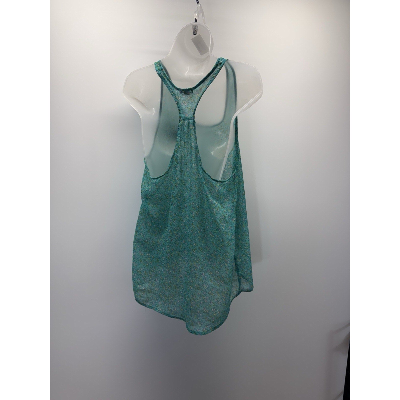 Juniors Women Bongo Sheer Floral Teal Green Racerback Tank Blouse Size XL