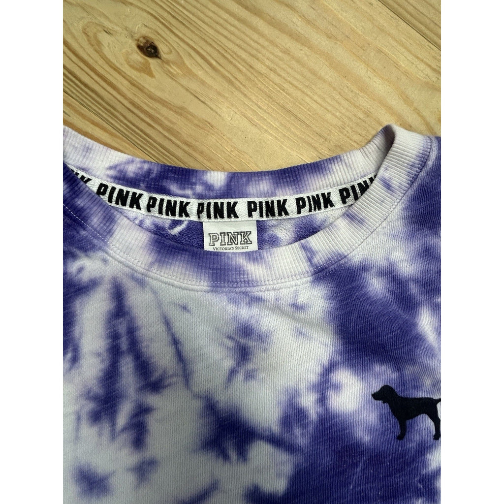 Victoria's Secret Pink French Terry Tie Dye Varsity Crew Purple XS