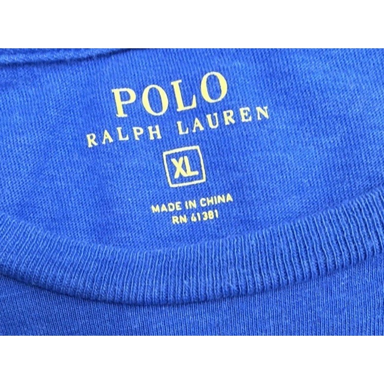 Polo Ralph Lauren Long Sleeve jersey t-shirt Blue Men Orange Pony Size XL