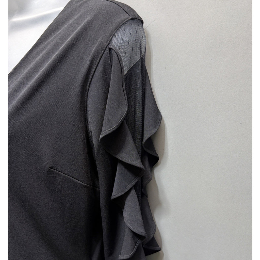 Express Ruffle Sleeve Mini Sheath Lined Black Dress Size M