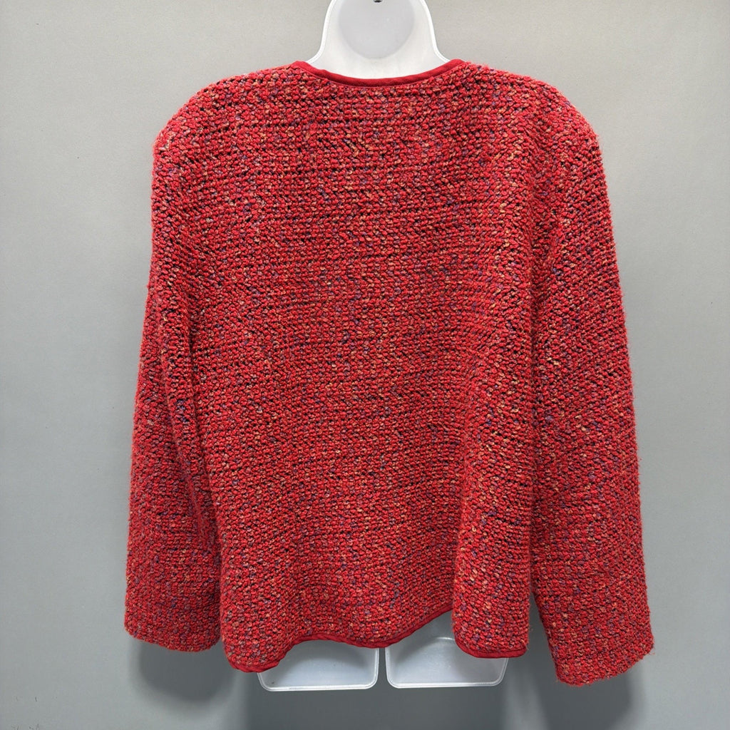 Vtg Victoria Morgan Textured Weave Red Jacket Holiday Party Made USA Size 18