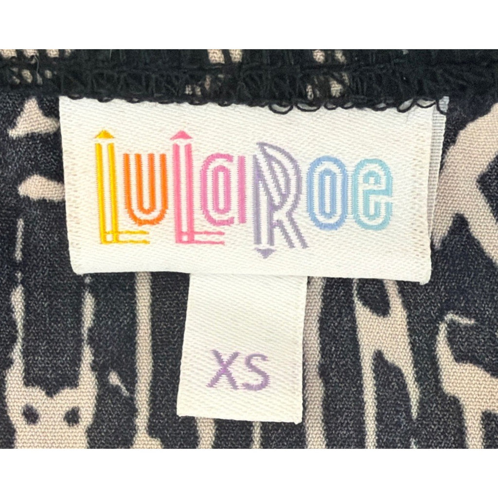 LULAROE Duster Vest JOY XSmall Black White Aztec Pattern Lightweight Slit NWT
