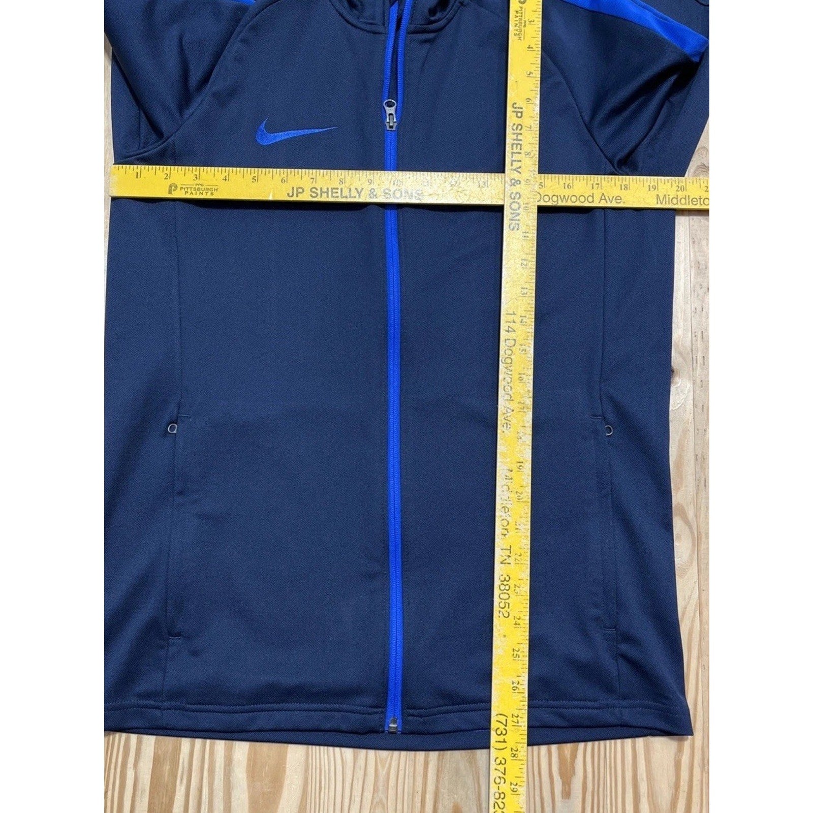 Nike Dri-Fit Men M Mock Neck Full Zip Track Jacket Blue Long Sleeve