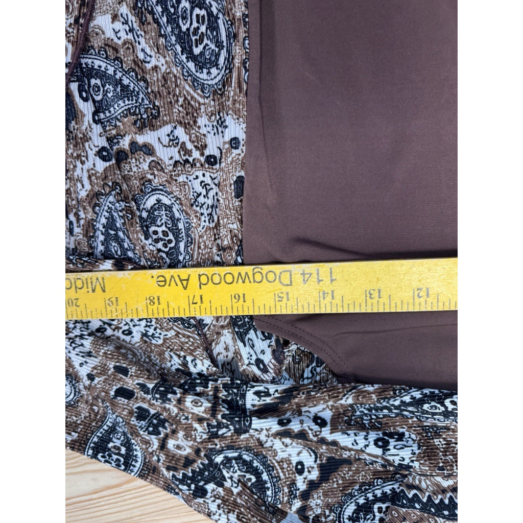 Notations Shirt Women’s Petite S Short Sleeve Layered Cardigan Tank Cream Brown