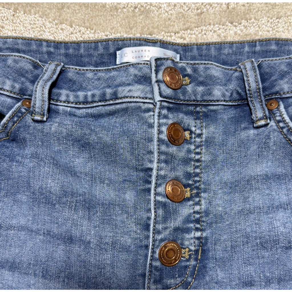 Lauren Conrad High Rise Jeans Skinny Ankle Size Button Fly Raw Hem
