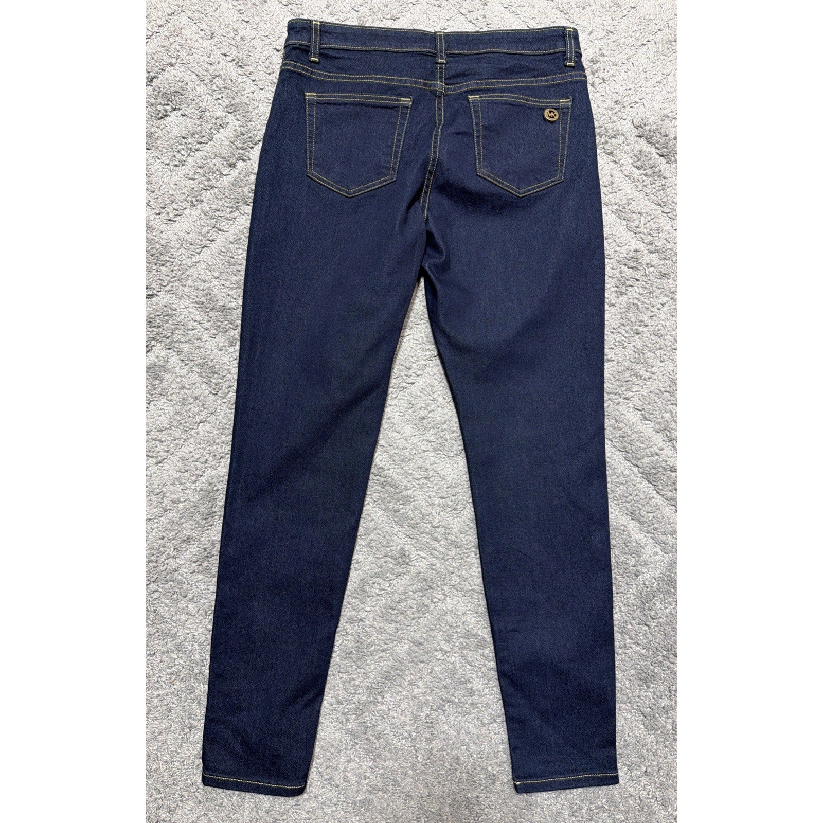 MK Michael Kors Izzy Skinny ANKLE Dark Rinse Logo Jeans Select Size 10 32x29