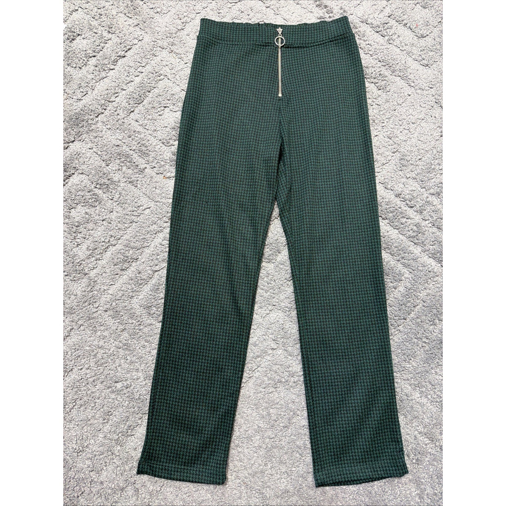 Urban Outfitters Houndstooth Plaid Straight Leg Pants Women's Green Black M