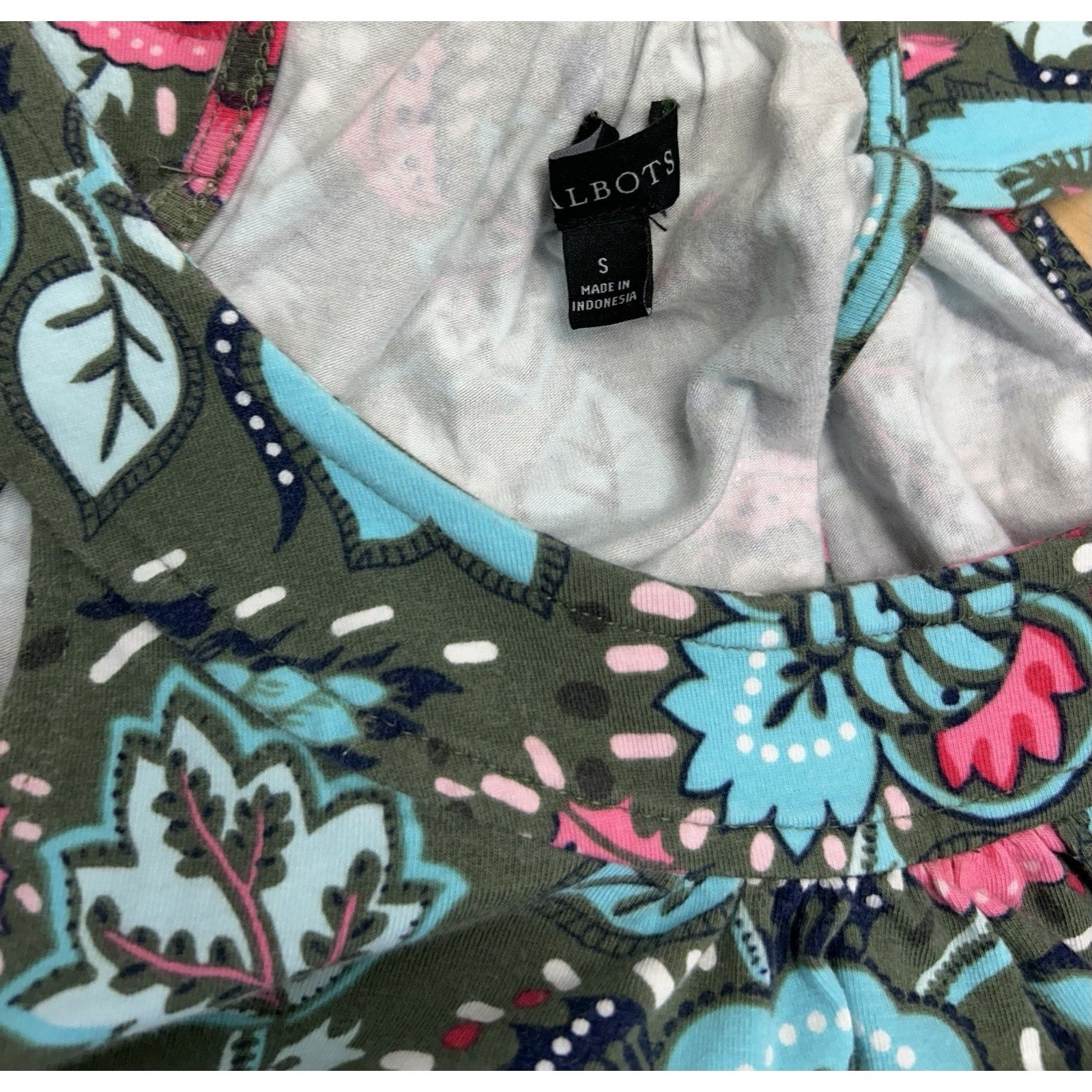 Talbots Womens Sleeveless Floral Maxi Dress Cotton Blend Size Small Stretch.