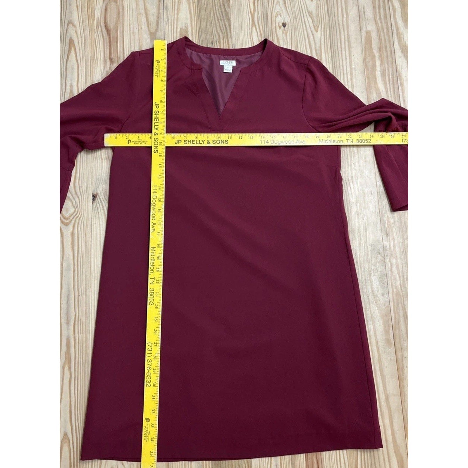 J. Crew Bell Sleeves Lined Shift Mini Dress Red Womens Size 10